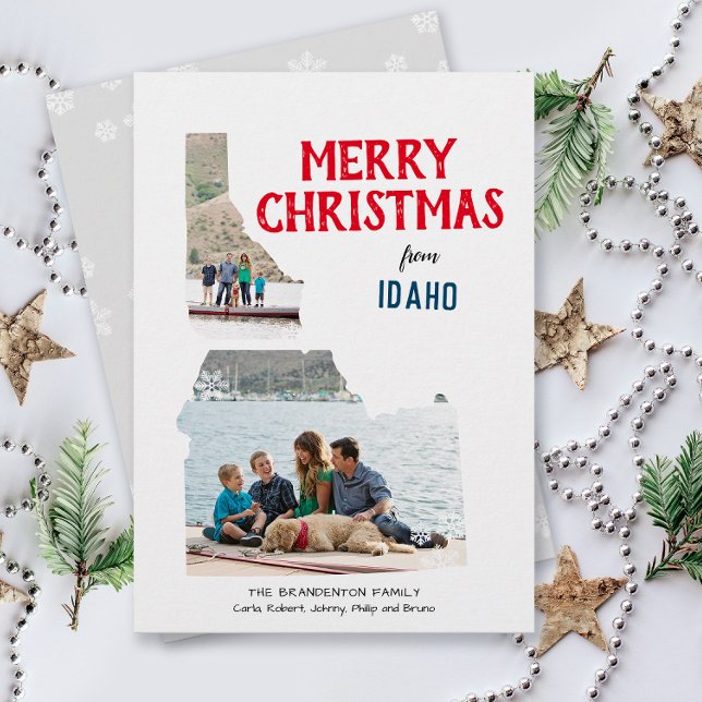 God Jul från Idaho Två Foto Julkort (From Idaho with love two photo Christmas holiday card and moving announcement )