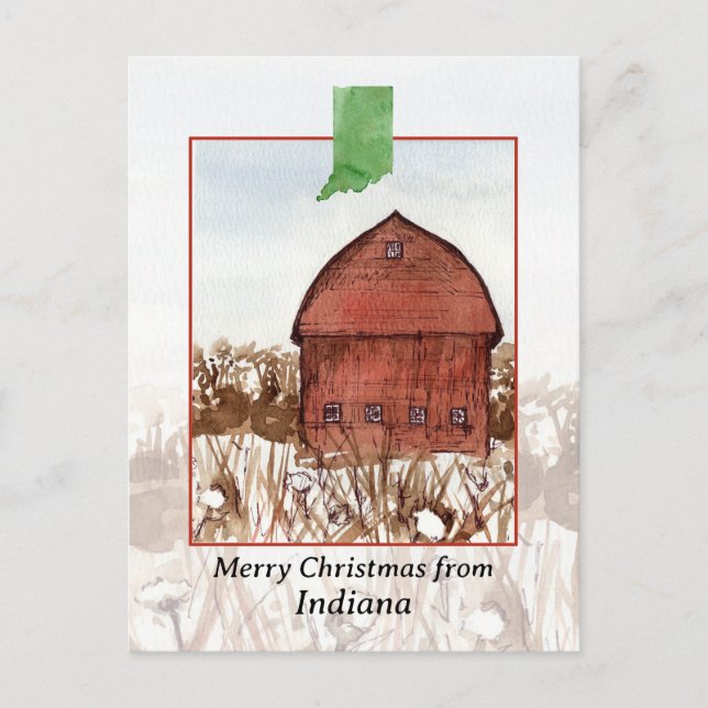 God jul från Indiana Barn Farm Winter Helg Vykort (Framsida)