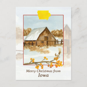 God jul från Iowa Barn Farm Winter Snö Vykort