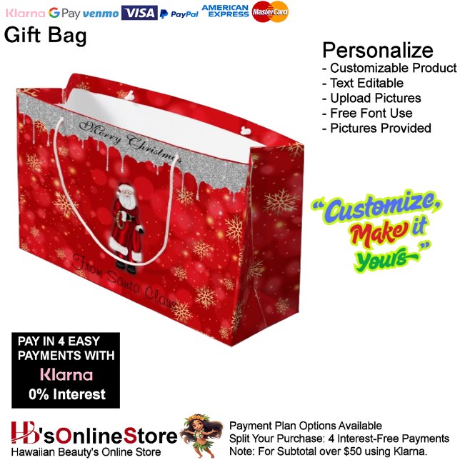 God jul från Jultomten Helgdag Charm (Merry Christmas From Santa Claus Holiday Charm Large Gift Bag.)