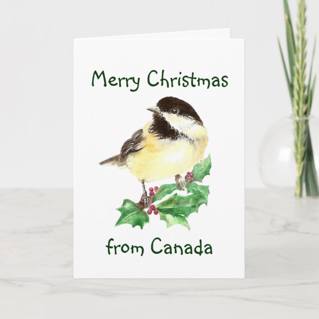 God jul från Kanada, Chickadee Bird Helgkort (Framsida)