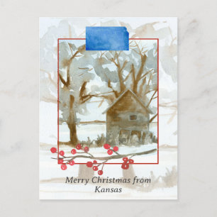 God jul från Kansas Winter Cabin Ligcape Vykort