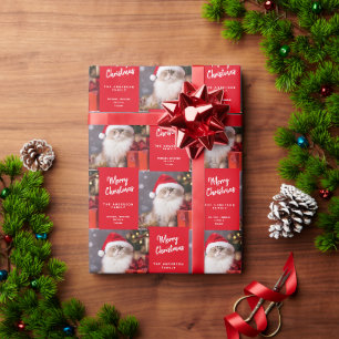 God Jul från katten i tomtehatt Presentpapper