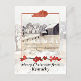 God jul från Kentucky Farm Winter Snow Helg Vykort