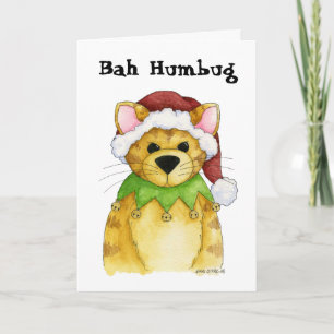 God jul från kortet för kattBah Humbug Helgkort