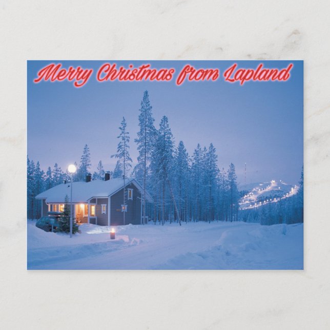 God jul från Lappland Postcard Helg Vykort (Framsida)