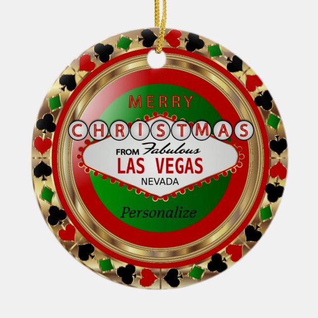 God jul från Las Vegas Julgransprydnad Keramik (Framsidan)