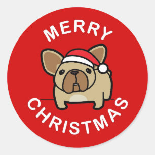 God jul från lismar Santa röda Frenchie - Runt Klistermärke