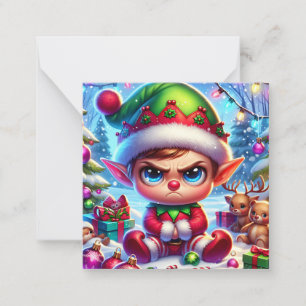God jul från Little Grumpy Elf Anteckningskort