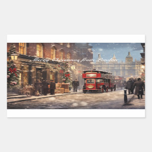 God jul från London Rektangulärt Klistermärke