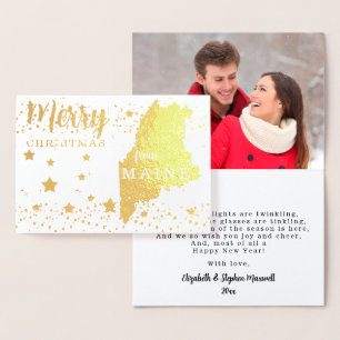 God jul från Maine State Photo Foil Card Folierat Kort
