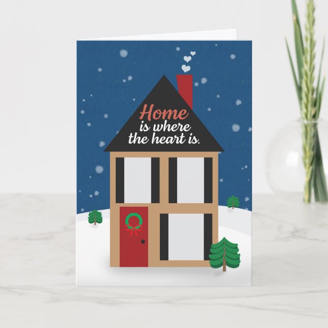 God Jul från mäklare Snöig hus Helgkort (Framsida)