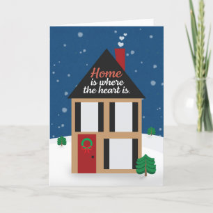 God Jul från mäklare Snöig hus Helgkort