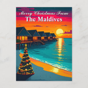 God jul från Maldiverna Tropical Sunset Vykort