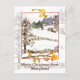 God jul från Maryland Farm Winter Trees Helg Vykort