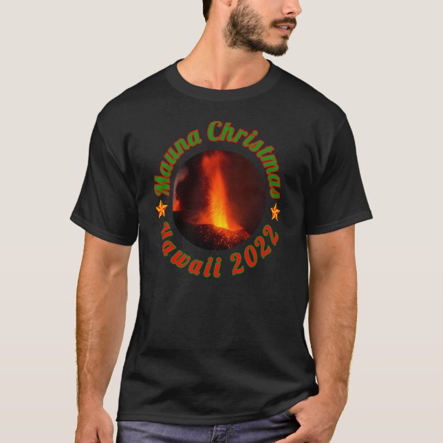 God jul från Mauna Loa vulcano Hawaii T Shirt (Framsida)