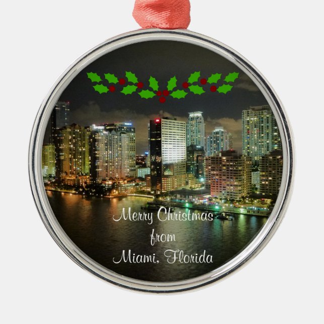 God jul från Miami, Florida Metall Ornament (Framsidan)