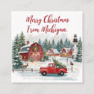 God jul från Michigan – mysig vinter Fyrkantigt Visitkort