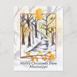 God jul från Mississippi Träd Vinter Snö Helg Vykort