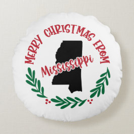 God jul från Mississippi US Red Grönt Rund Kudde