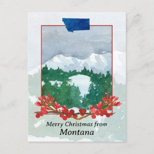 God jul från Montana Winter Snö Ligcape Helg Vykort