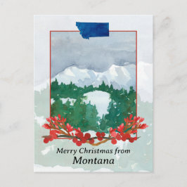 God jul från Montana Winter Snö Ligcape Helg Vykort