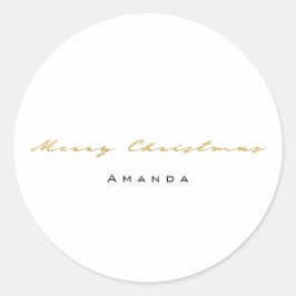 God jul från Namn Vita Guld minimalism Runt Klistermärke