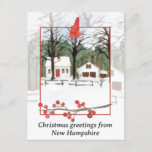 God jul från New Hampshire Winter Snö Helg Vykort