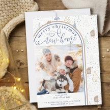 God jul från New Home Doodle Träd House