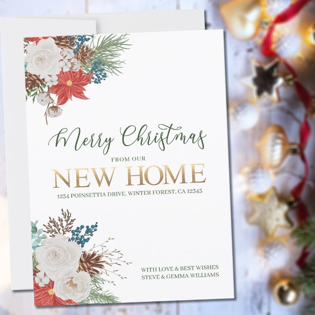 God jul från New Home Poinsettia och Gräs Meddelande (Skapare uppladdad)