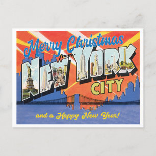 God jul från New York City vintage Vykort