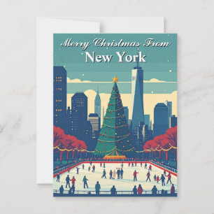 God jul från New York Ice Rink Helgdag Vykort