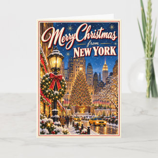 God jul från New York Vintage NYC Holiday Kort