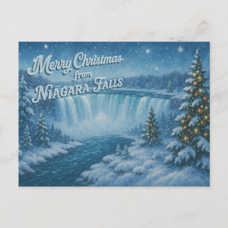 God Jul från Niagara Falls Vinter vykort