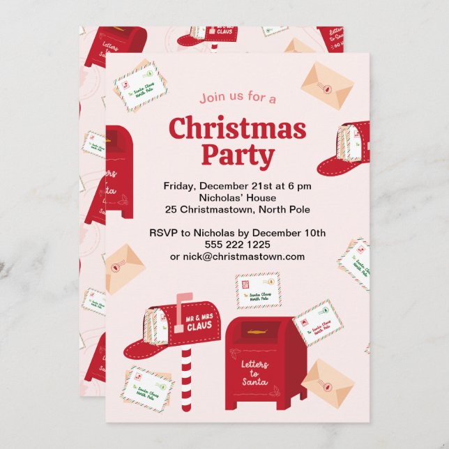 God jul från Nordpolen Inbjudningar (Fram/baksida)