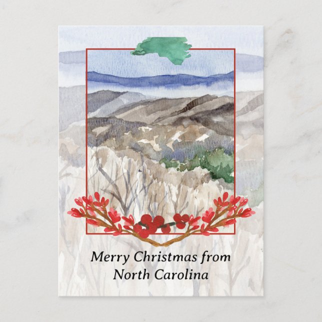 God jul från North Carolina Blue Ridge Helg Vykort (Framsida)
