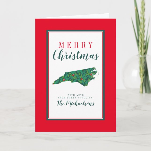 God jul från North Carolina Kort (Framsida)