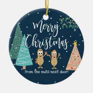 god jul från nöt intill dörren! julgransprydnad keramik