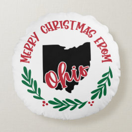 God jul från Ohio US Red Grönt White Rund Kudde