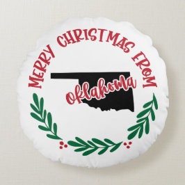 God jul från Oklahoma US Red Grönt White Rund Kudde