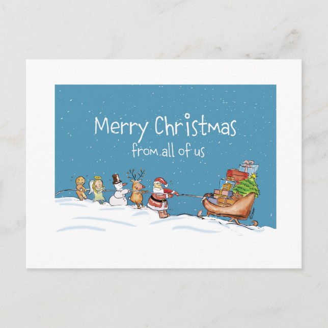 God jul från oss alla helg vykort (Framsida)