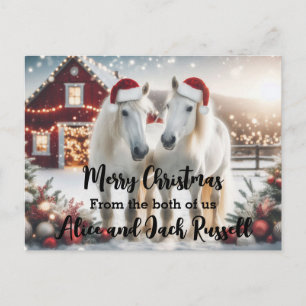 God jul från oss båda vita hästar vykort