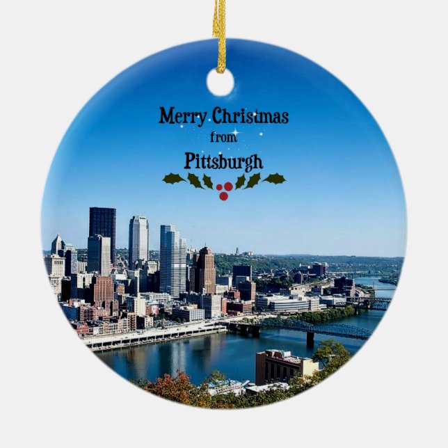god jul från Pittsburgh Julgransprydnad Keramik (Baksidan)