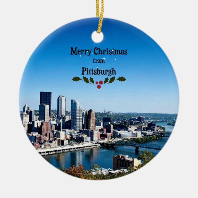 god jul från Pittsburgh, Pennsylvania Julgransprydnad Keramik (Framsidan)