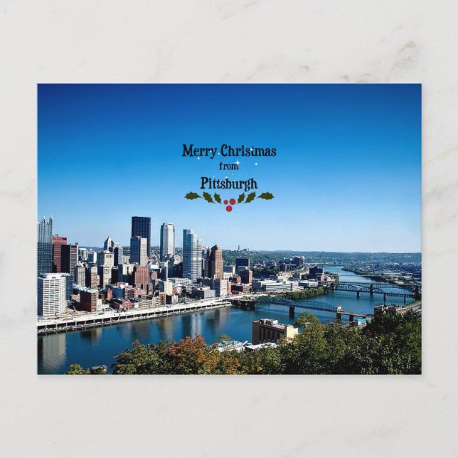 god jul från Pittsburgh Vykort (Framsida)