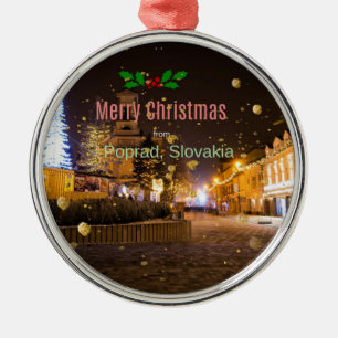 God jul från Poprad, Slovakien Julgransprydnad Metall