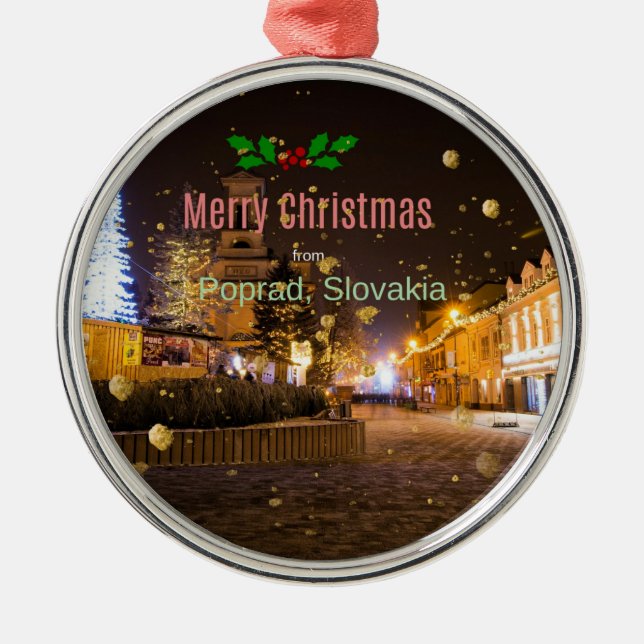 God jul från Poprad, Slovakien Julgransprydnad Metall (Framsidan)