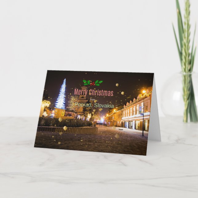 God jul från Poprad, Slovakien Kort (Framsida)