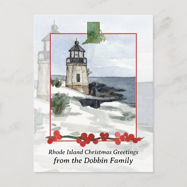 God jul från Rhode island Personlig Helg Vykort (Framsida)