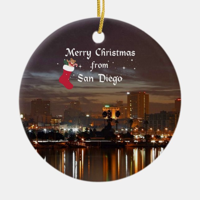 God jul från San Diego Julgransprydnad Keramik (Framsidan)